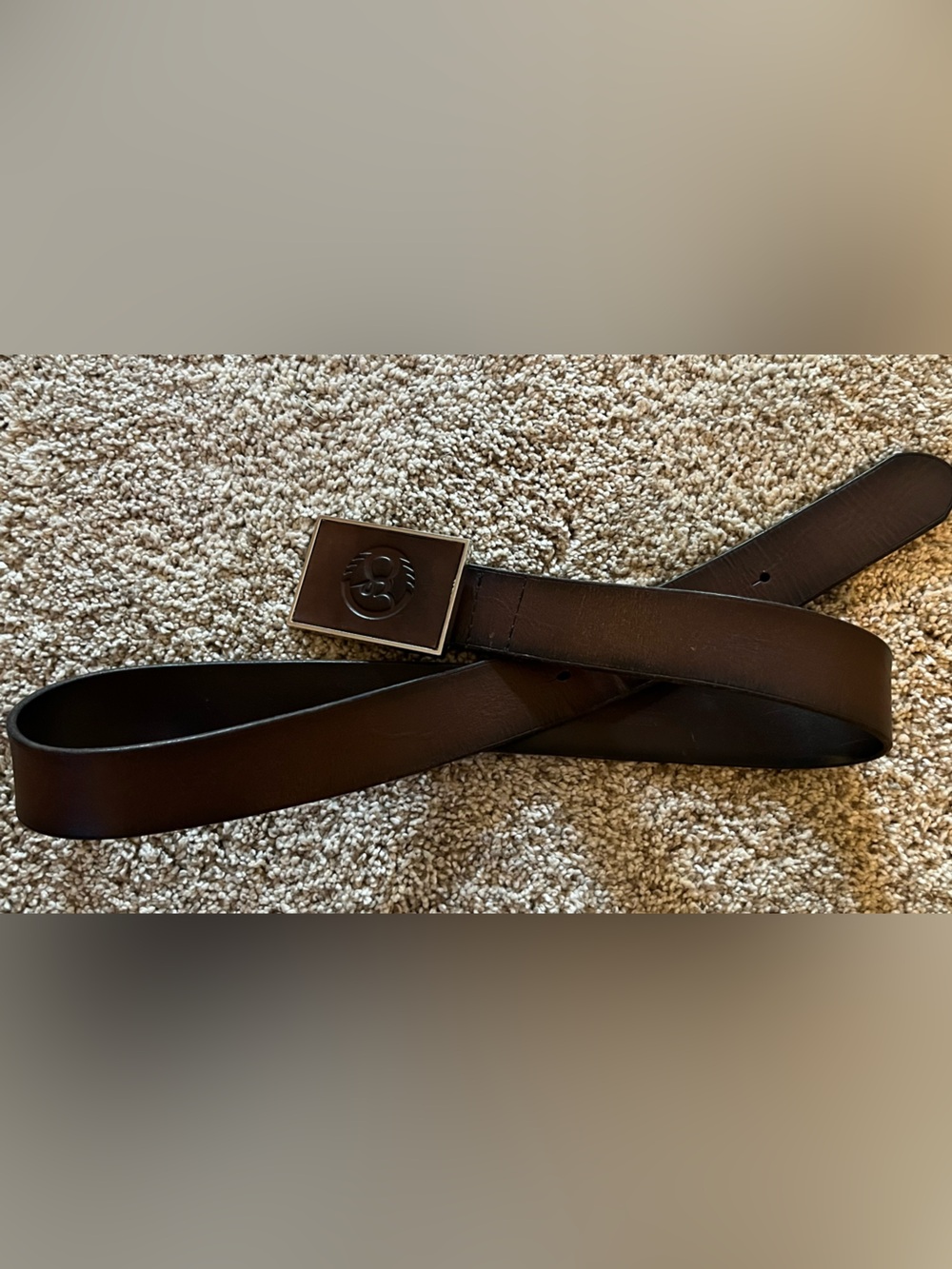 Polo by Ralph Lauren Black Leather Belt with Branded Rectangular Buckle